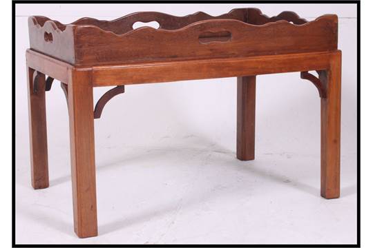 19thC Mahogany Butlers Tray on Stand
