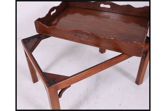 19thC Mahogany Butlers Tray on Stand