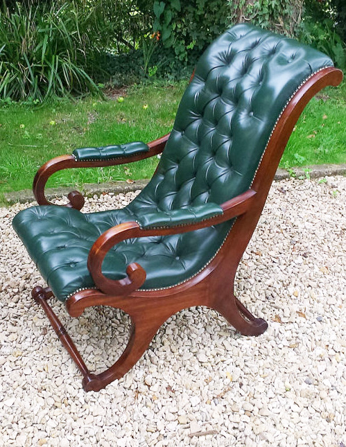 Fine mahogany framed leather armchair