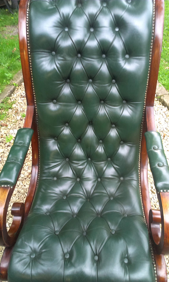 Fine mahogany framed leather armchair